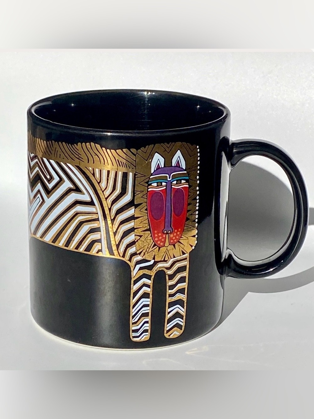 Vintage Laurel Burch Cat Mug, Made in Japan, Gold Accents